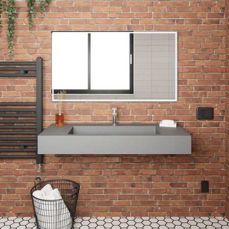 Castello Usa Pyramid 48” Solid Surface Wall-Mounted Bathroom Sink in Gray CB-GM-2053-48-G